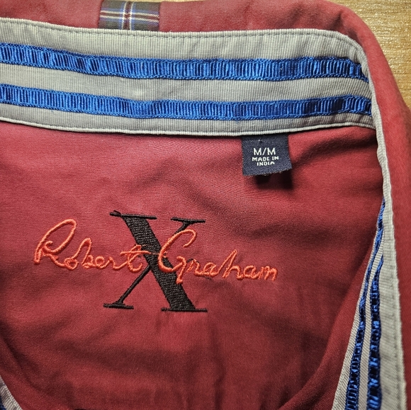 Robert Graham X Shirt Men's Medium Long Sleeve Button Up Flip Up Cuffs Red - Picture 6 of 9